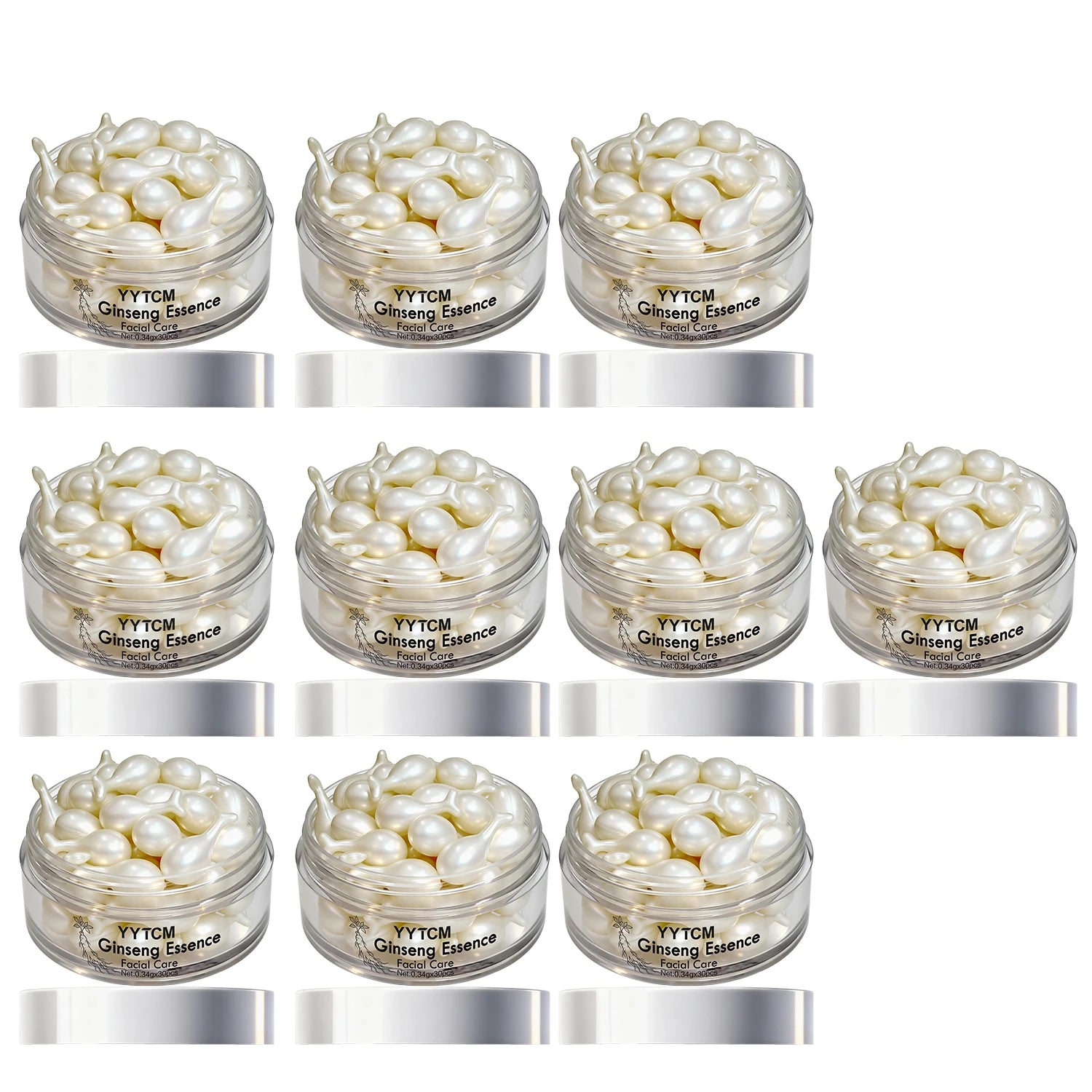 Ginseng Essence Capsules, Moisturizing and Firming Essence Serum, Contains Squalane, Niacinamide, Vitamin E, Retinol, Deep Hydration (0.34Gx30 Capsules)/Bottle-1 Bottle Beauty World Shop