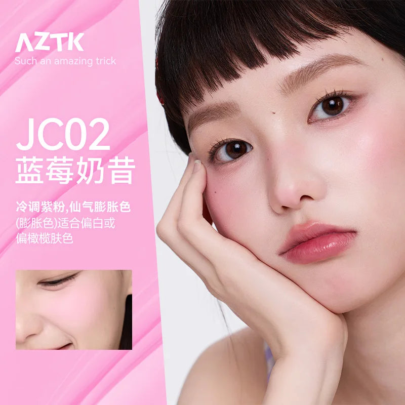 AZTK JC04 Water To Powder Liquid Blush Soft Matte Natural Flush Brightening Cheek Tint Lightweight Blendable Waterproof Makeup Beauty World Shop