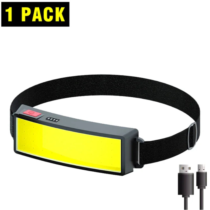 Powerful COB Headlamp Type-c/USB Rechargeable Head Flashlight Built-in Battery Outdoor Fishing Camping Lantern Waterproof Torch Beauty World Shop