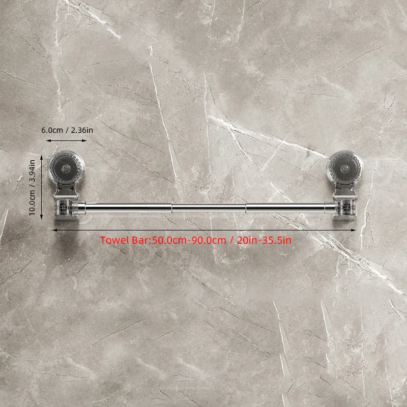 Towel Bar Adjustable 40cm to 60cm Bathroom Towel Rack SUS304 Stainless Steel Towel Rack Wall Mounted Towel Holder Beauty World Shop