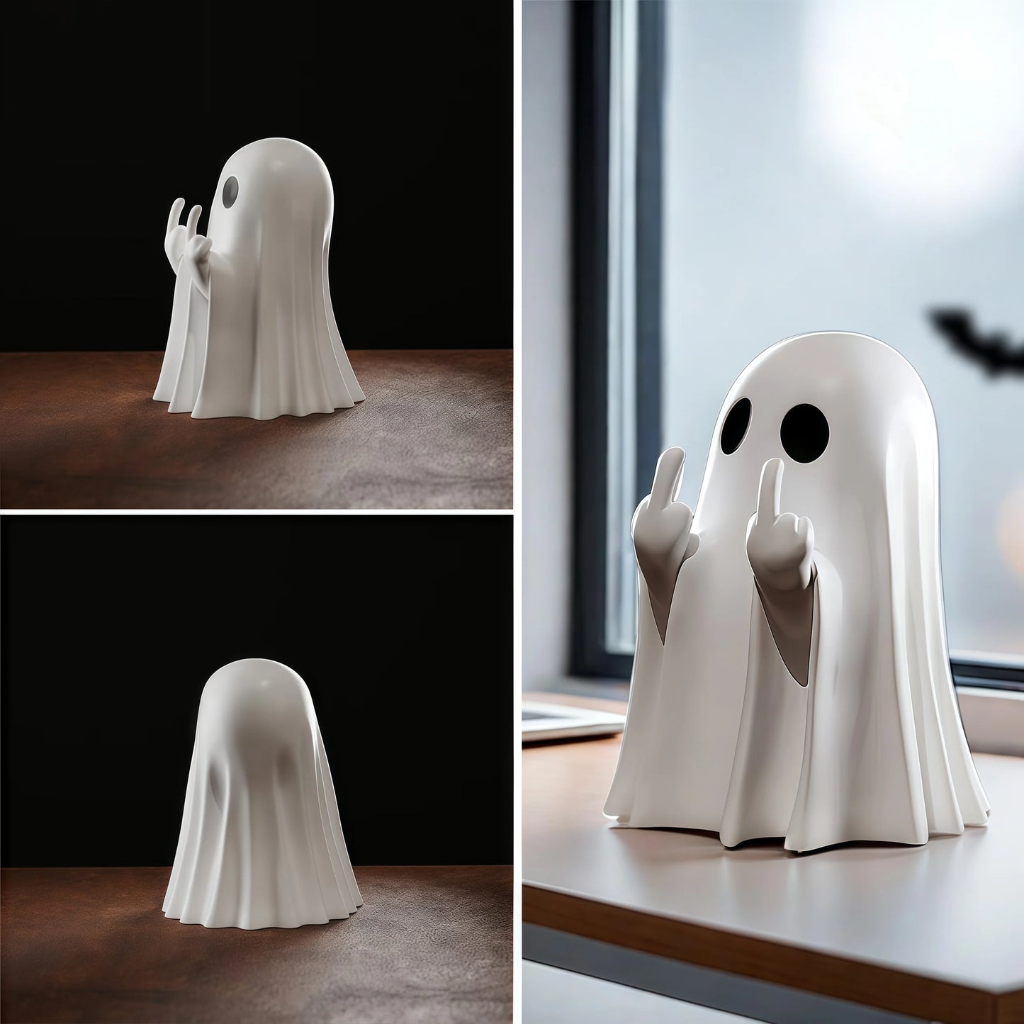 Middle Finger Cute Ghost Statue, Ghosts Small Scary Ghost Figurines, Halloween Home Decorations, Coffee Table Centerpieces Shelf Beauty World Shop