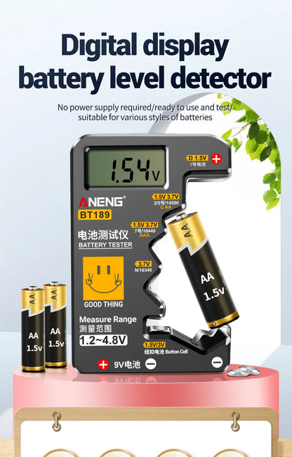 ANENG BT189 Button Cell Battery Tester 9V N D C AA AAA Universal Household LCD Display Battery Tester Power Bank Detectors Tools Beauty World Shop
