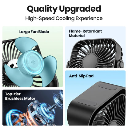 TOPK 4Inch USB Mini Portable Fan for Camping,3 Speeds Quiet Desk Table Personal Fan,360°Adjustment Standing fans for room Home Beauty World Shop