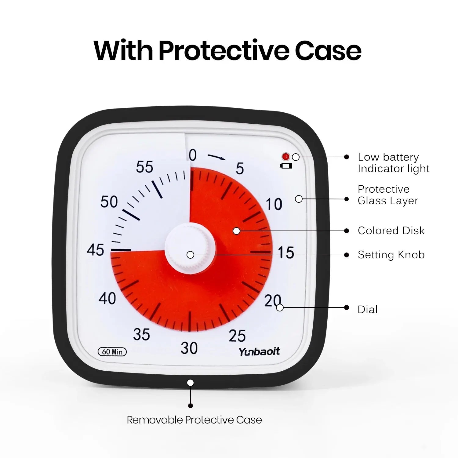 Yunbaoit VT01 Upgraded 60 Minute Visual Timer with Protective Case Silent Countdown Timer for Kids Beauty World Shop