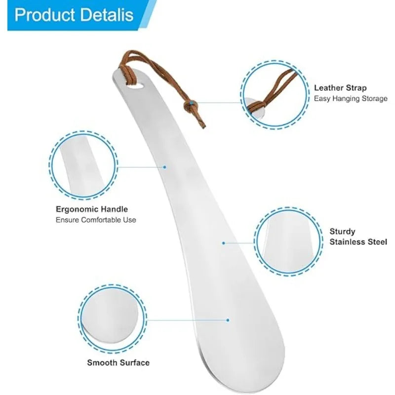 Stainless Steel Shoe Horn | 1PC Metal Shoe Helper for Elderly Men Women | Easy Slip-On Durable Shoe Assistant Beauty World Shop