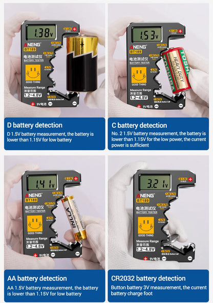ANENG BT189 Button Cell Battery Tester 9V N D C AA AAA Universal Household LCD Display Battery Tester Power Bank Detectors Tools Beauty World Shop