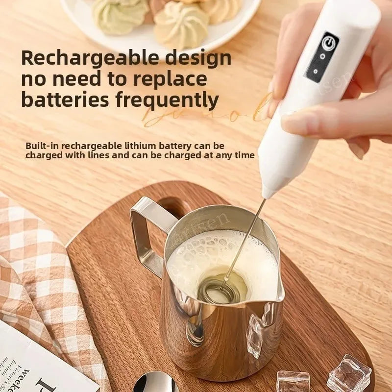 Wireless Milk Frother Electric Type-C Handheld Blender Stainless Steel Mini Coffee Maker Whisk Mixer For Coffee Cappuccino Cream Beauty World Shop