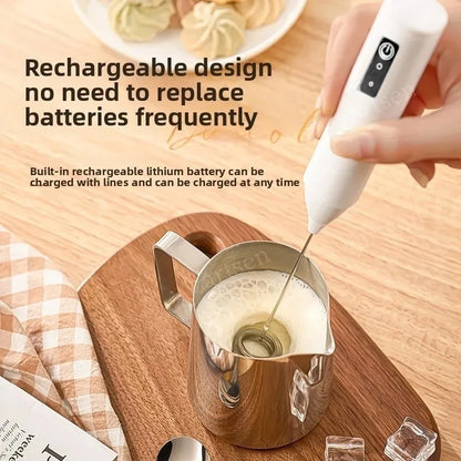 Wireless Milk Frother Electric Type-C Handheld Blender Stainless Steel Mini Coffee Maker Whisk Mixer For Coffee Cappuccino Cream Beauty World Shop