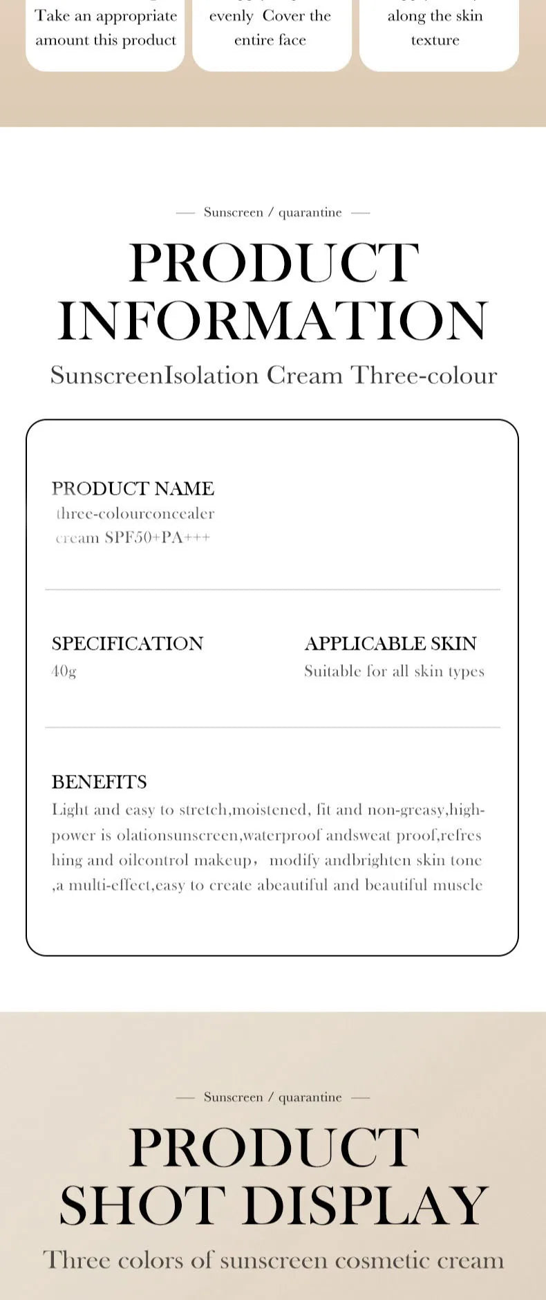Face Makeup Primer Tri-color Cream Contour Color Isolation Waterproof Makeup Foundation Natural Makeup Base Cream 40g Beauty World Shop