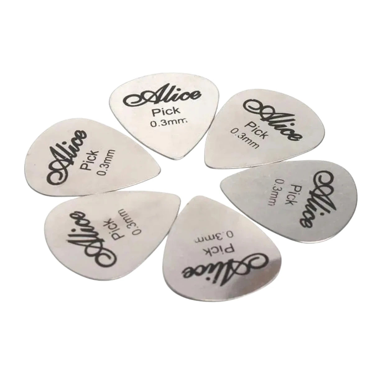 Alice 10Pcs Metal Guitar Pick 0.3mm Thin Durable Silver Color Professional Bass Ukelele Guitar Picks Guitar Amplifier Bass Guita Beauty World Shop