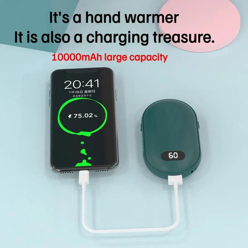 USB Rechargeable Hand Warmer Power Bank 2-In-1 Mini Electric Heater High-Capacity Pocket Warmer For Cold Weather Winter Gift Beauty World Shop