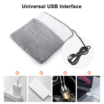 Foot Warmer USB Foot Heater Thermal Foot Heating Pad Soft Plush Warm Foot Cover Electric Heating Feet Warmer for Home Bedroom Beauty World Shop