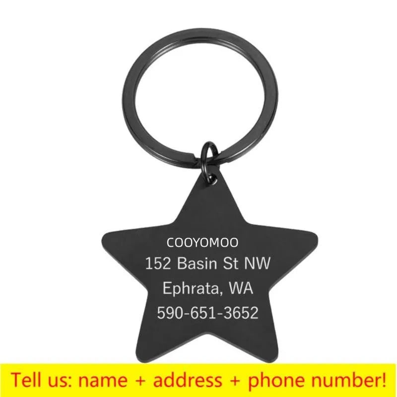Personalized Engraved Cat Dog Pet ID Tag Dogs Anti-lost Collar Charm Engraving Pet Name Collar for Puppy Cats Collar Accessories