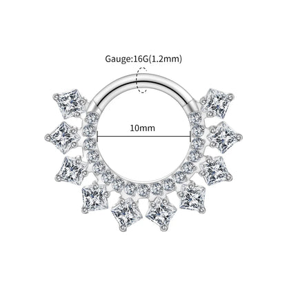 Right Grand ASTM F136 Titanium 16G CZ Hinged Clicker Segment Hoop Ring 8mm/10mm Daith Helix Earring Septum Nose Piercing Jewelry Beauty World Shop