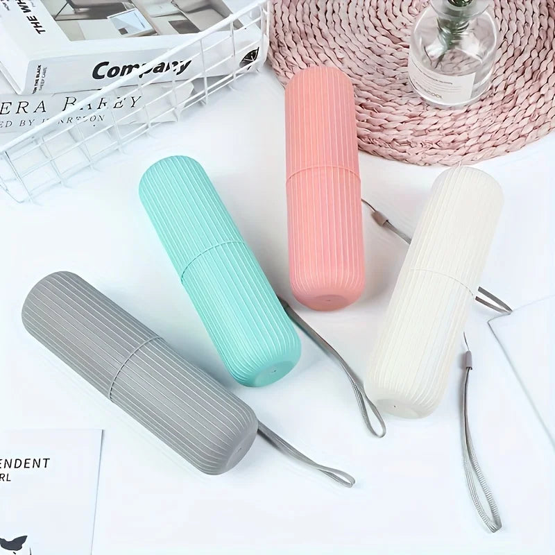 Travel Toothbrush Set: Portable case, rinse cup & toothpaste holder included. Alcohol-free, compact for easy on-the-go oral care Beauty World Shop