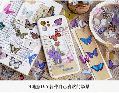 Journamm 40pcs/pack Butterfly Series Stickers Art Collage Junk Journal DIY Scrapbooking PET Waterproof Craft Aesthetics Stickers Beauty World Shop