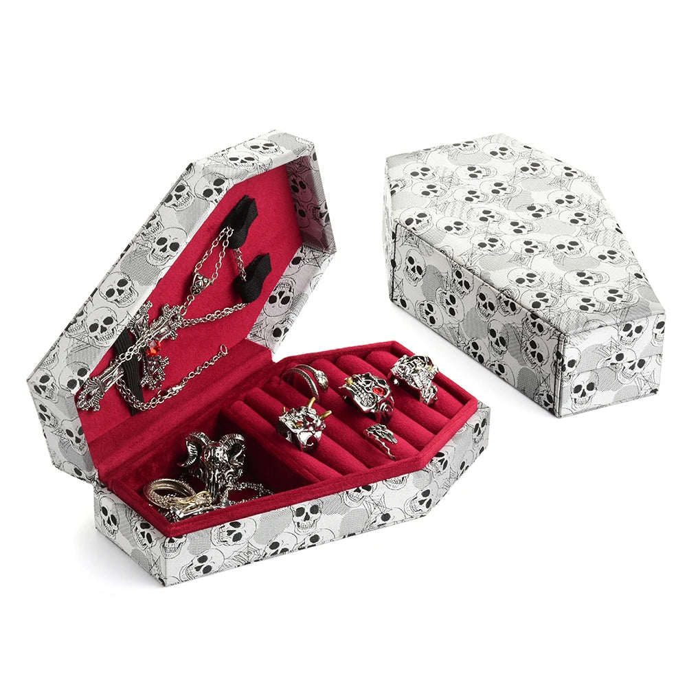Personalized Gift Halloween Velvet Coffin Jewelry Box Ring Necklace Custom Logo Jewellery Organizer Beauty World Shop