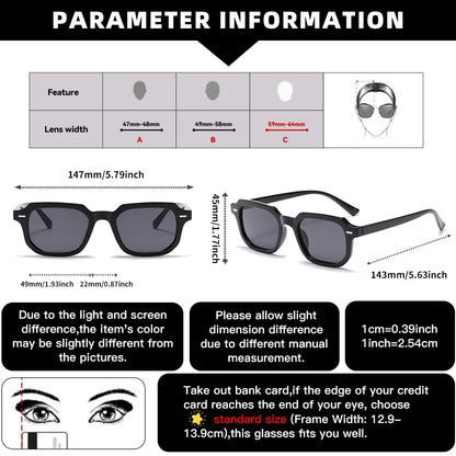 1Pc Men's Fashion Glasses New Trendy Square Frame Retro Rivet Y2K Music Festival Cool Street Style Decoration Suitable for Daily Beauty World Shop