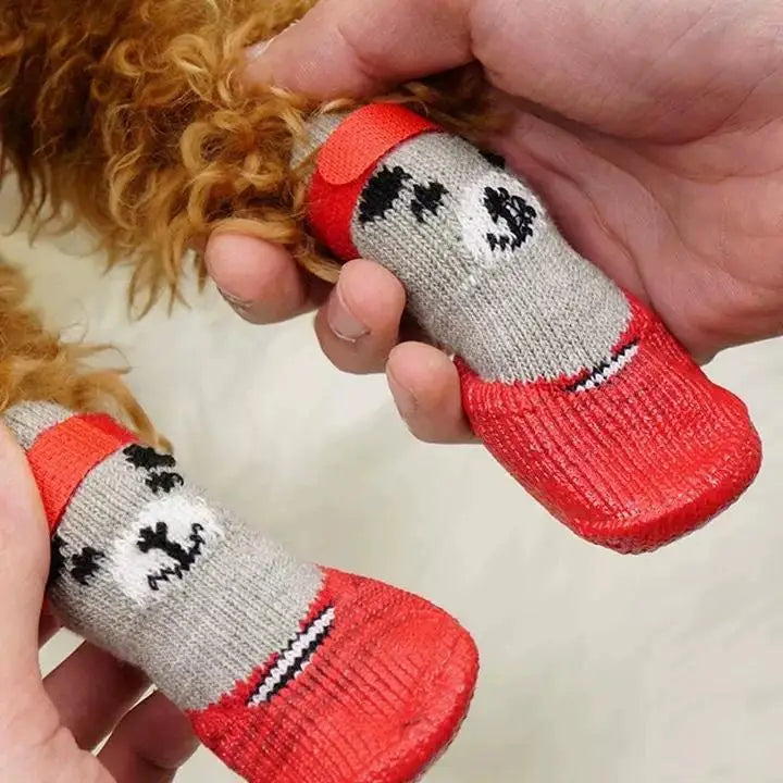 4pcs/lot Winter Warm Dog Socks Anti-Slip Rain Snow Boots Waterproof Puppy Chihuahua Dogs Shoes Booties for Small Large Dogs Beauty Trend Shop