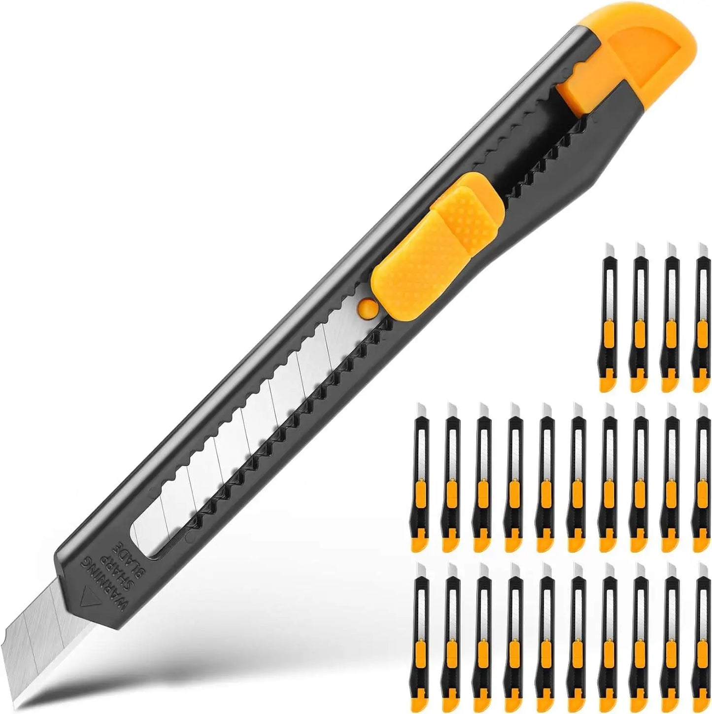 Cortador de caixa retrátil, 4/24 pacotes, faca utilitária, lâminas de pressão de 9mm de largura, faca exacto para caixa de corte Beauty Trend Shop
