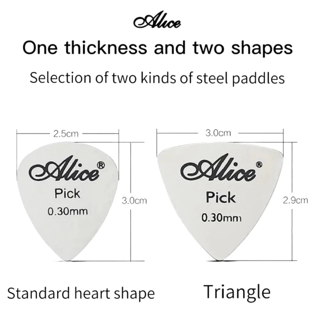 Alice 10Pcs Metal Guitar Pick 0.3mm Thin Durable Silver Color Professional Bass Ukelele Guitar Picks Guitar Amplifier Bass Guita Beauty World Shop
