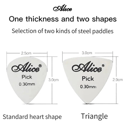 Alice 10Pcs Metal Guitar Pick 0.3mm Thin Durable Silver Color Professional Bass Ukelele Guitar Picks Guitar Amplifier Bass Guita Beauty World Shop