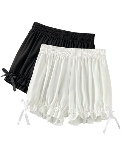 Women Lace Short Panties Imitation Silk Ruffle Bloomers Anti Exposure Safety Pants Lolita Satin Knickers Shorts Dress Pettipant Beauty World Shop
