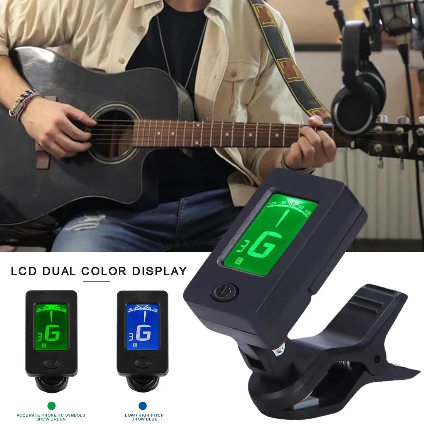 Gitaar Tuner Apparaat 12-Tone Ukelele Bas Viool Tuner Draagbare Automatische Trillingen Transmissie Instrument Tuner Accessoire Beauty Trend Shop