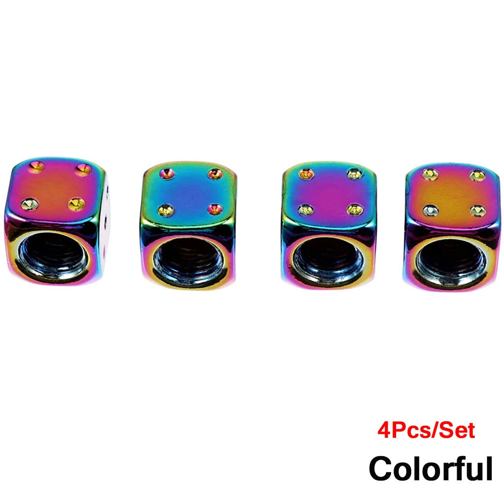 Aluminum Dice Tire Valve Caps Dustproof Car Truck Motocycle Bike Dice Wheel Stem Tyre Tire Wheel Stem Air Valve Dust Cap Cover Beauty World Shop