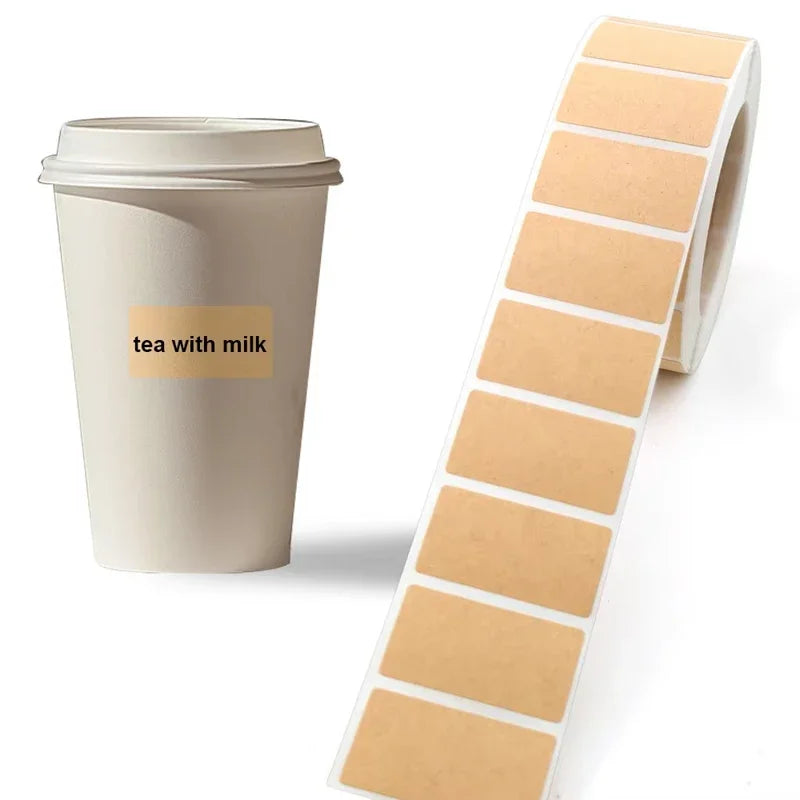 260-800pcs Kraft Paper Stickers Rolls of Self-adhesive Stickers Can be Handwritten Classification Packaging Note Beauty World Shop