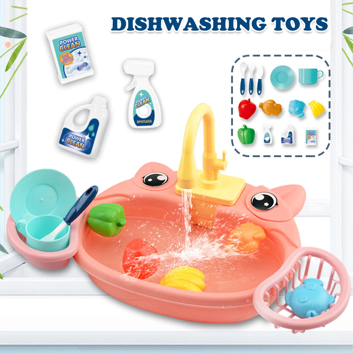 Dishwasher Toys, Kitchen Sink Electric Playing with Running Water  Automatic Water Cycle System Simulated kitchen accessories Beauty World Shop