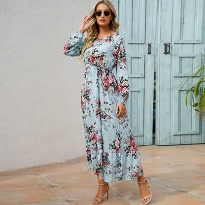 2023 Sping Summer Bohemian Women Maxi Dress Casual Long Sleeve High Waist Beach Woman Chiffon Dresses Floral Vestidoes Mujer New Beauty World Shop