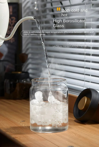 Manual Vacuum Sealed Coffee Jar High Borosilicate Glass Moisture Proof Tea Storage Container for Kitchen Coffee Beauty Trend Shop