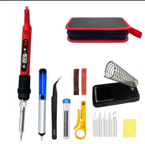 80W Soldering iron kit adjustable temperature LCD solder welding tools Ceramic heater soldering tips Tweezers soldering wire Beauty World Shop