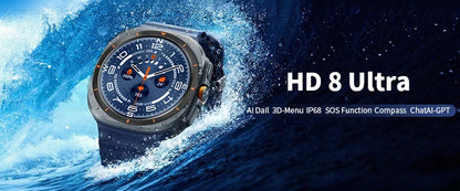 Smart Watch 8 Ultra 2025 Color Matching GPS Compass Smart Watch BT call NFC IP68 Waterproof 4GB Health monitoring Reduction 100% Beauty World Shop
