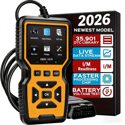 V519 Professional Obd2 Scanner - Usb-Powered Automotive Diagnostic Tool with Real-Time Data Stream, Full-Featured Obd Ii Testing (I/M Ready, Bod2/Eobd), Clears Engine Fault Lights, Reads/Erases Codes for Most Vehicles, Automo Beauty World Shop