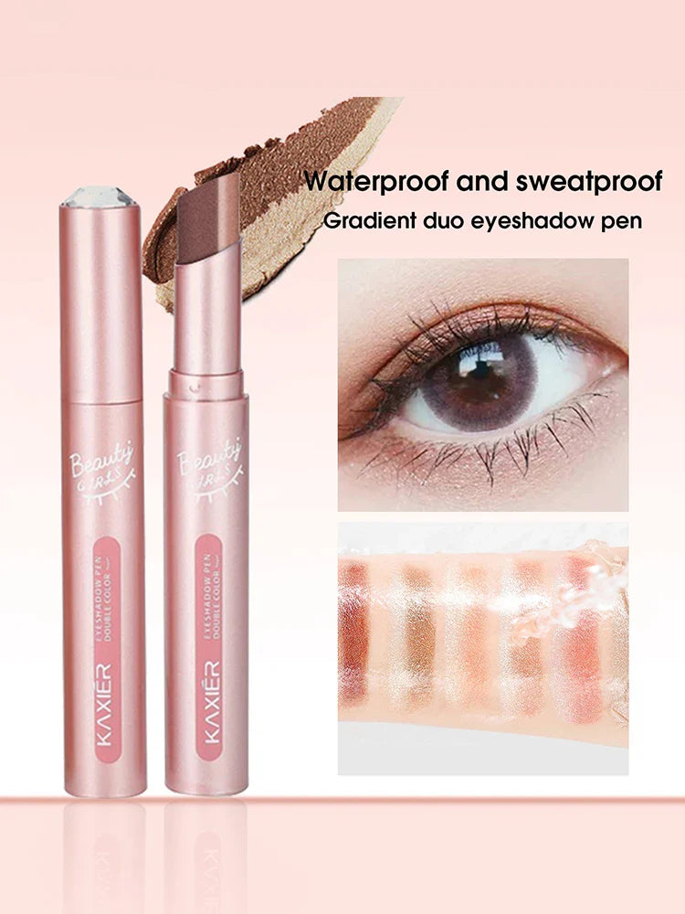 Gradient two-color eye shadow pen waterproof, sweat proof, not easy to smudge, pearlescent, fine shiny, lazy eye shadow s Beauty Trend Shop