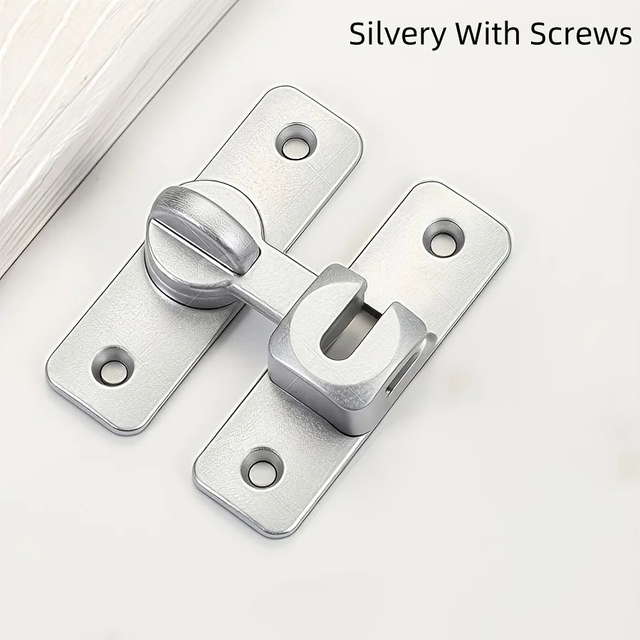 Anti-Theft Door Lock - 90°/180° Adjustable Sliding Pin, Keyless Entry Heavy-Duty Black Easy Install for Home Office Hotel Garage Beauty World Shop