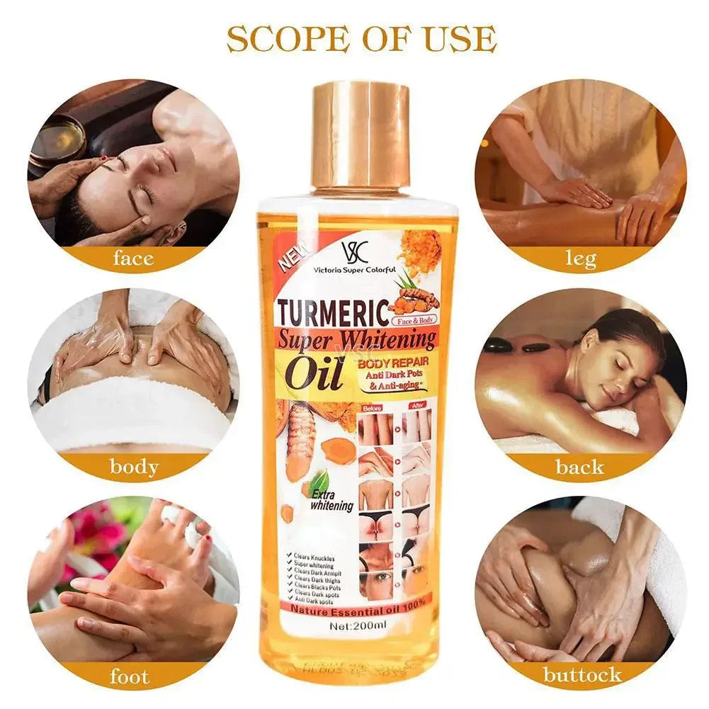 Turmeric Essential Oil Facial Body Massage oil Moisturizing Diffuser Aromatherapy Brightening Smoothing Body Face Skin Care 200m Beauty Trend Shop
