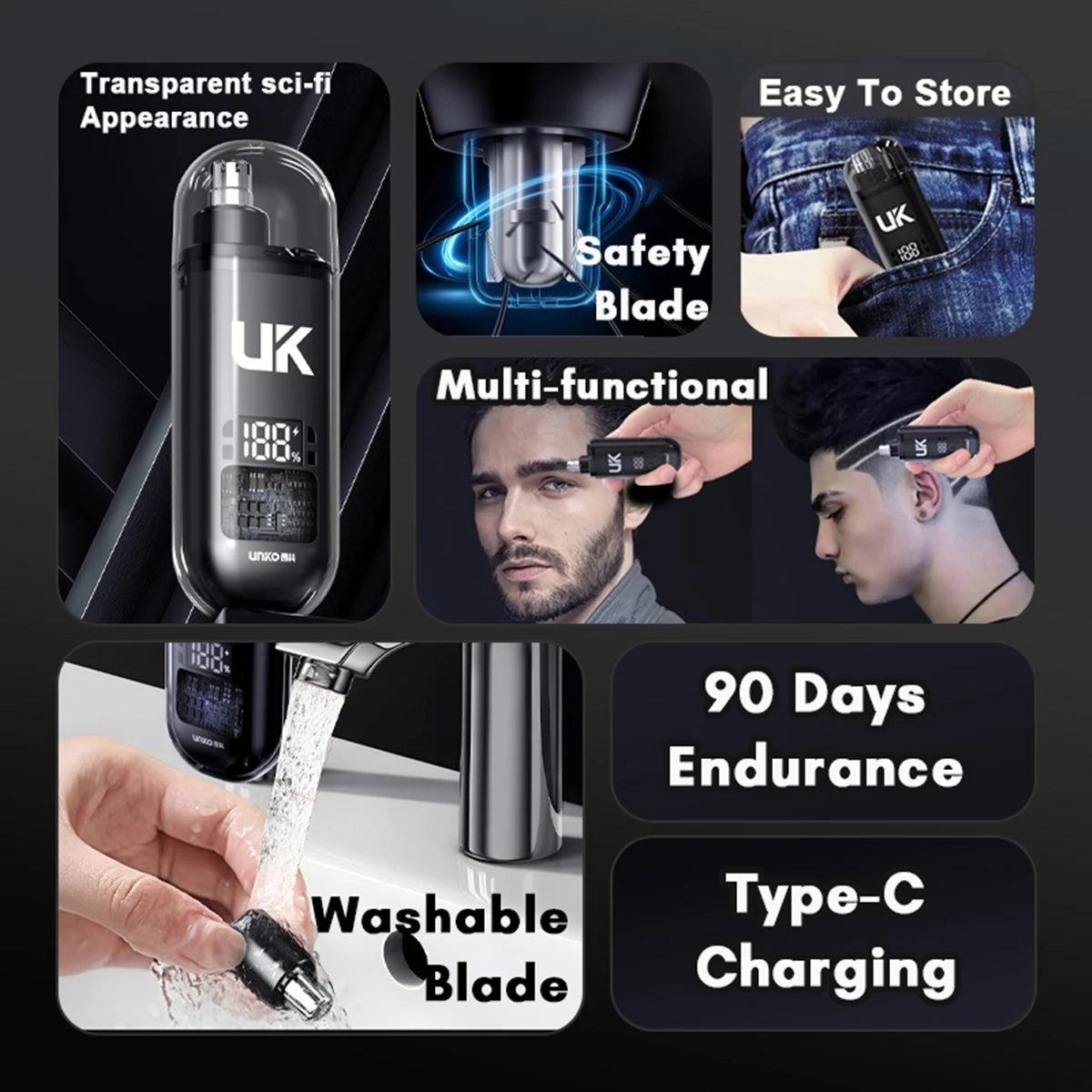 Portable Electric Nose Hair Trimmer Mini Pocket Nose Ears Hair Eyebrow Trimmer Men's Rechargeable Painless Clipper Beauty World Shop