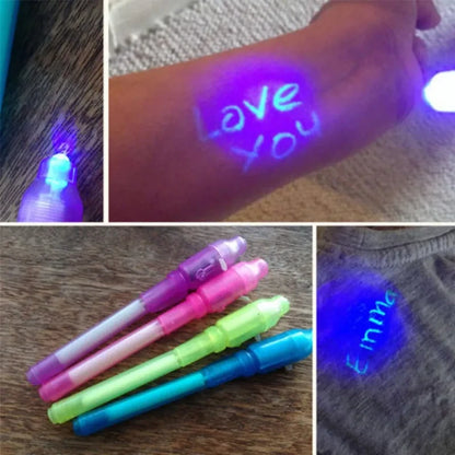 1/4Pcs Invisible Ink Pen Spy Pen with UV Light, Magic Marker for Secret Message,Treasure Box Prizes,Kids Party Favors,Toys Gift Beauty Fashion