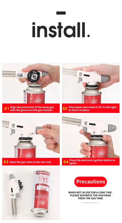 Torch Cooking AutoIgnition Butane Gas Welding-Burner Welding Gas Burner Flame Gas Torch Flame Gun Blow for BBQ Camping Cooking Beauty World Shop