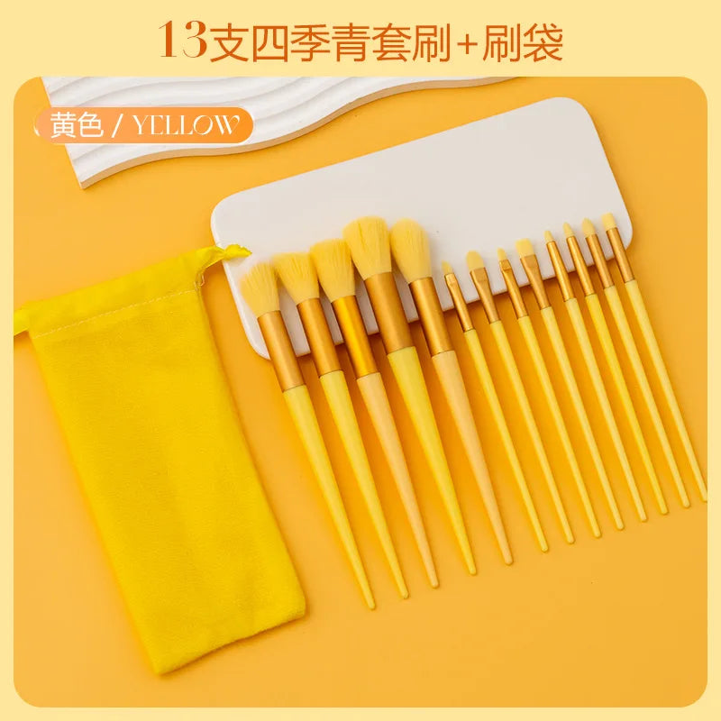 13purpleflower holly leaf makeup brush suit soft hair face powder highlight blush brush eye shadow brush full set of beauty tool Beauty Fashion
