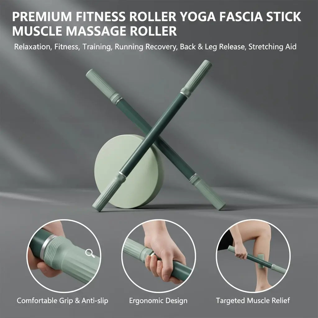 요가 근막 스틱 Yoga Fascia Stick 57cm Extended Muscle Relaxation Massage Roller Yoga Massage Stick for Leg Stretching and Release Fitn Beauty World Shop