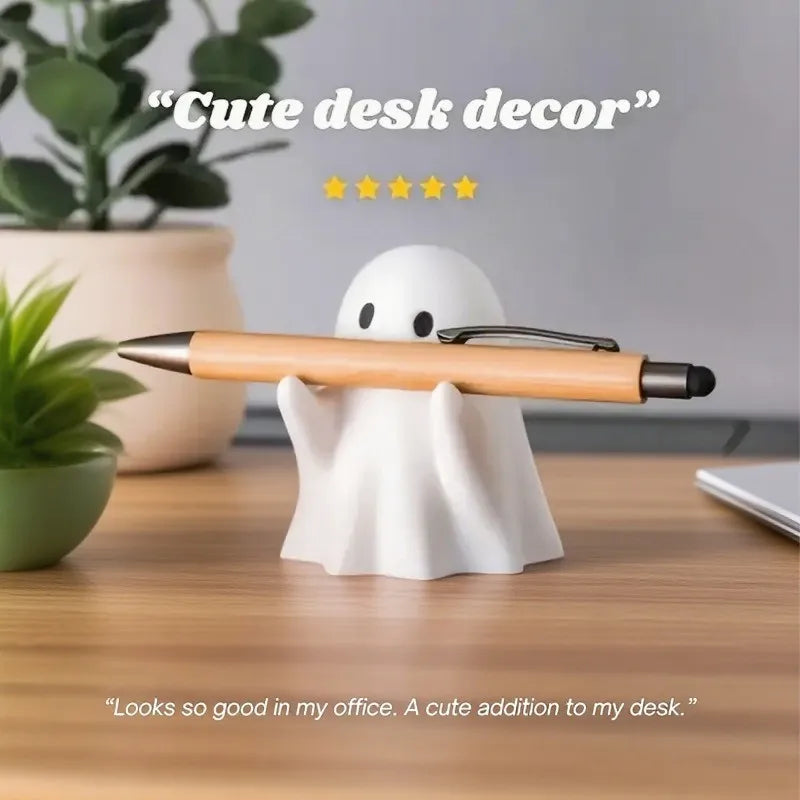 Cute Halloween Ghost Pen Holder Little Ghost Statue Design Pencil Support for Home Office Desktop Decoration Beauty World Shop