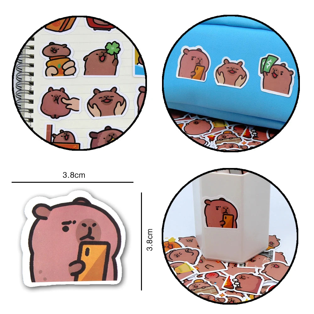 10/50/100pcs Capybaras Stickers Cartoon Cute Decals Toy Stationery Guitar Phone Bicycle Laptop Luggage Car Graffiti Kids Sticker Beauty World Shop