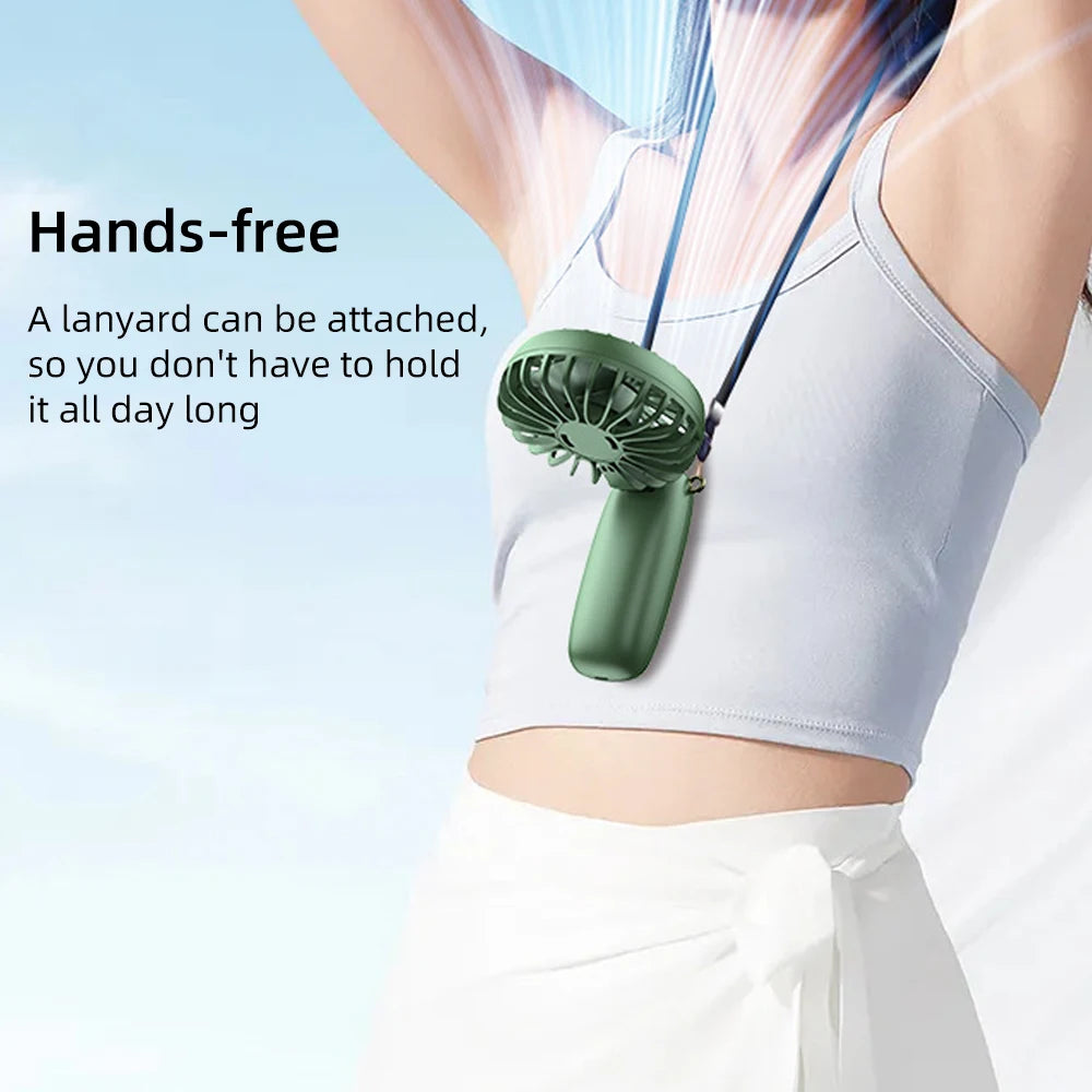 2PCS  Mini Handheld Fan 6 Speed USB Rechargeable Portable Foldable Desk Neck Hanging Fan with Phone Stand