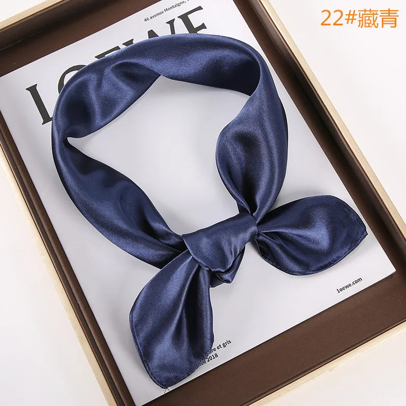 New Solid 60x60cm Square Scarf Single Imitation Silk Bright Light And Satin Performance Scarves Party Gift Beauty World Shop