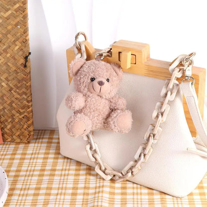 Stuffed Animals Plush Little Bear keychain Plush Doll Animal Bear Curly Plush Sitting Doll Couple Toy Soft Bear Bag Pendant Beauty World Shop