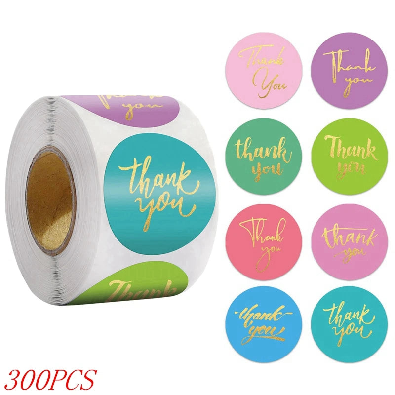 50-500pcs 1inch Blue Thank You Stickers For Envelope Sealing Labels Stationery Supplies Handmade Wedding Gift Decoration Sticker Beauty World Shop